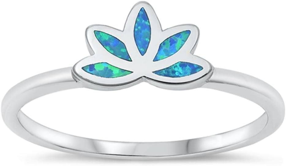 CHOOSE YOUR COLOR Sterling Silver Lotus Ring
