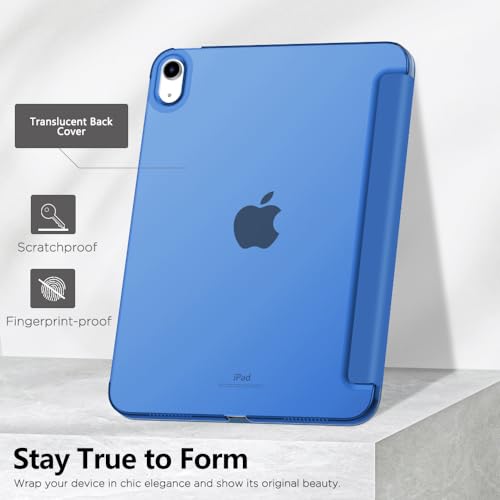 Image of MoKo for iPad (A16) 11th Generation Case 11 Inch 2025, iPad 10th Generation Case 10.9 Inch 2022, Slim Stand Hard PC Translucent Back Shell Smart Cover, Support Touch ID, Auto Wake /Sleep, Cobalt Blue