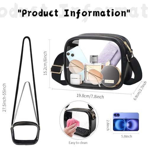 Clear Crossbody Bag for Women, Shoulder Bags Stadium Approved Transparent Purse for Concerts Sport Events Game2