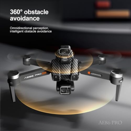 Image of AE86ProMax+Drones with Camera for Adults 4K Video,Touch Screen Tablet Remote and 3-Axis Mechanical Gimbal, 5G Digital Transmission, 360 Laser Obstacle Avoidance, GPS Auto Return,Three 8000mAh 45 Mins Long Endurance, 500g Payload, Smart Follow Waypoint Flight Foldable Quadcopter, Up to 5 Miles Range (Carbon Fiber, 3 Batteries + 64GB TF Card)