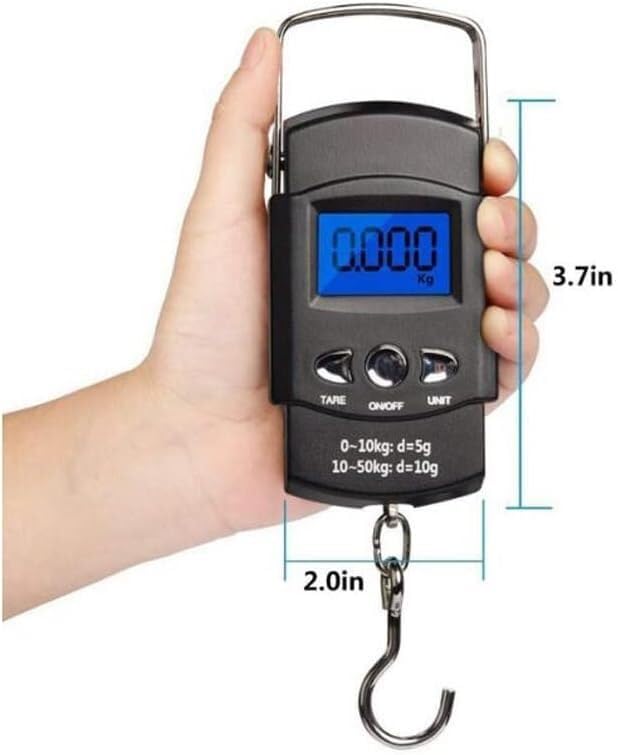 Przenośna waga do bagażu,Cyfrowa waga do bagażuWaga do bagażu,Wagi elektroniczne z linijką,Precyzyjne wagi ręczne,Mini kieszonkowa cyfrowa walizka podróżna Bagaż Ważenie rybich łusek