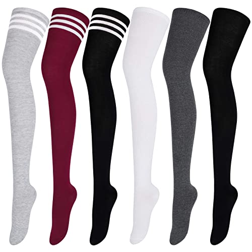 Aneco 6 Pairs Thigh High Socks