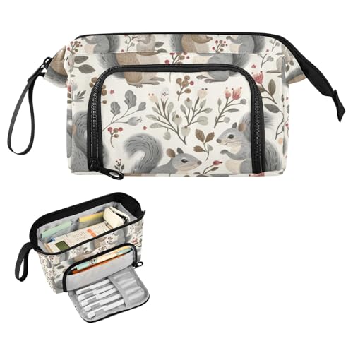 Image of Big Capacity Pencil Case,Plants Squirrels Pen Bag Pouch Holder Stationery Bag School College Office Organizer for Teen Adults Student
