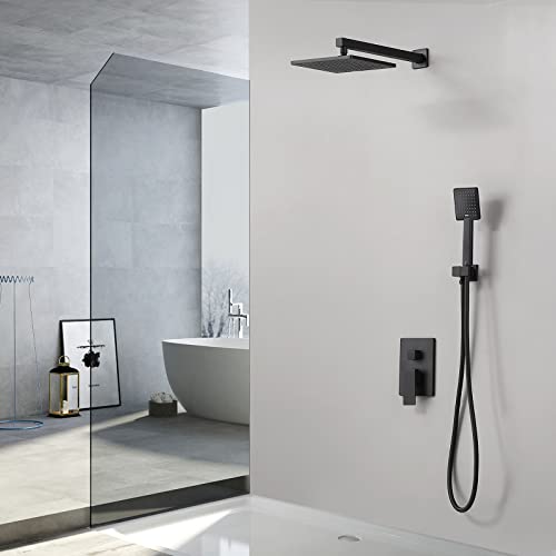 Bathroom Shower System With Rain Shower Head & Handheld Shower, Matte Black Xb6223-Bk #TOP7
