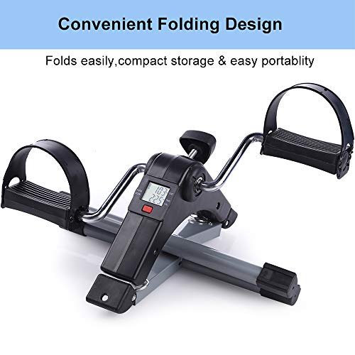 Image of AGM Mini Exercise Bike, Foldable Pedal Exerciser with Display Adjustable Resistance for Home Workout Fitness Cycle Training