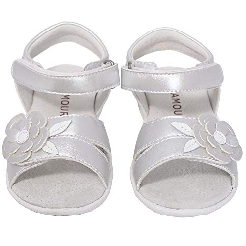 L'Amour Silver Flower Sandals Shoes Baby Girls3