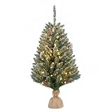 LEADZM Mini Sapin de Noël Lumineux LED, Sapin de Noël décoré de Pommes de pin - 90 cm ...