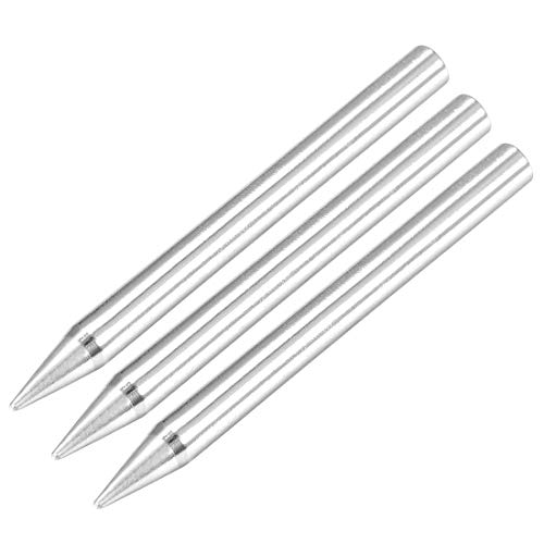Image of uxcell 5.3x70mm Lead-free Soldering Iron Tip Replacement Solder Conical Tip Welding Equipment for Soldering Silver 60W 3pcs