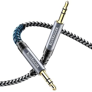 BlueRigger 3.5mm Stereo Audio Cable (25FT, 24K Gold Plated Jack, Auxiliary Cable, Male to Male, Hi-Fi Sound) – Aux Cord for Headphones, Home Car Stereo, Speaker, Amplifier, Phones, Tablets, Laptops