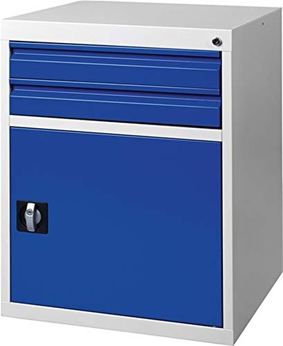 Preisvergleich Produktbild Schubladenschrank BK 600, H800xB600xT600mm, grau / blau 2 Schubladen