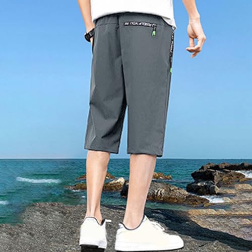 Men's Summer Thin Loose Sports Wear Ice Silk Quick Drying Leisure Beach Capri Pants 2024 Underwear2
