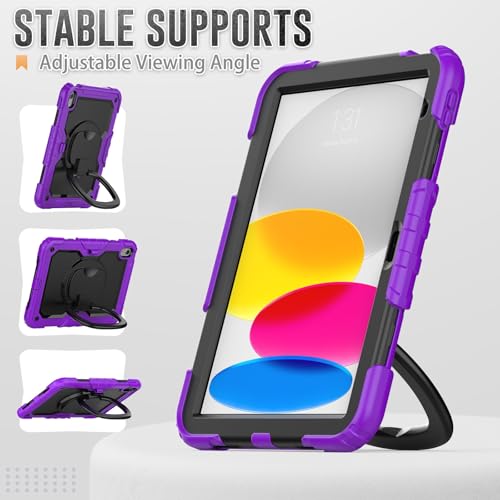 Étui pour iPad 10e génération 10.9 silicone robuste avec protège-écran violet - 4