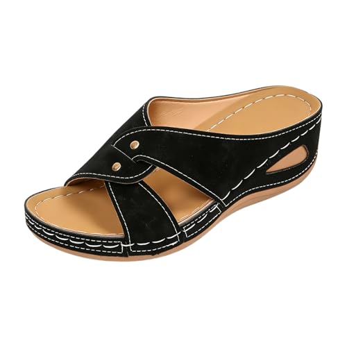 Genérico Zapatos Fiesta Mujer Zapatos de mujer de ante hueco con puntera abierta, 𝐩lataforma gruesa y talón descubierto, ideales para uso casual. Sandalias Doradas Tacon (41)
