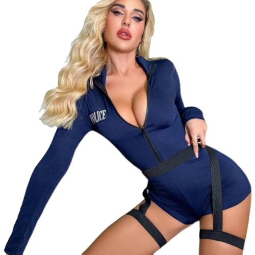 ZYTC レディース セクシー 警官 コスチューム ハロウィン 汚い 警察官 コスプレ ランジェリー スワット ジッパーアップ 衣装 ロールプレイパーティー用 - 画像5