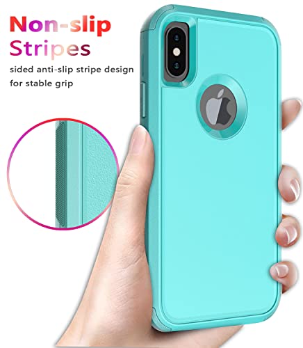 Diverbox For Iphone X Case/Iphone Xs Case [Shockproof] [Dropproof] [Tempered Glass Screen Protector ] Heavy Duty Protection Phone Case Cover For Apple Iphone X/Xs (Teal) #TOP4