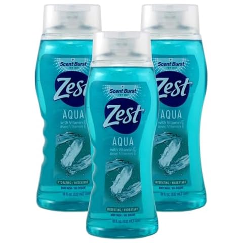 Zest Body Wash Aqua with Vitamin-E Hydrating 18 Ounce (Pack of 3) Cover