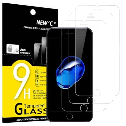 NEW'C 3-pack skärmskydd med iPhone 7 Plus, 8 Plus (5.5") – Härdat glas HD klar 9H hårdhet bubbelfritt
