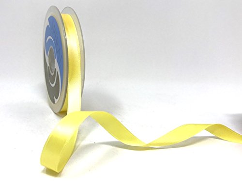 Safisa Lemon Yellow 11mm Double-Faced Satin, on a 3m Length (Cut from a roll and Presented on a Bertie's Bows Ribbon Card)
