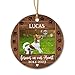 Photo Pet Dog Forever in Our Hearts Christmas Ornament, Personalized Dog Picture Ornament Keepsake Gifts for Dog Mom Dad, Pawprints Christmas Ornament, Custom Picture Pet Dog Memorial Ornaments