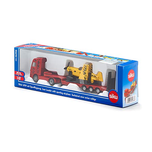 siku 1866, LKW mit Sportflugzeug, 1:87, Metall/Kunststoff, Rot/Gelb, Abnehmbare Flügel – Bild 7
