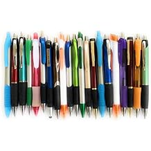 25 Misprint Ink Pens, Mix of Plastic, Metal & Soft Tip Touch Screen Stylus