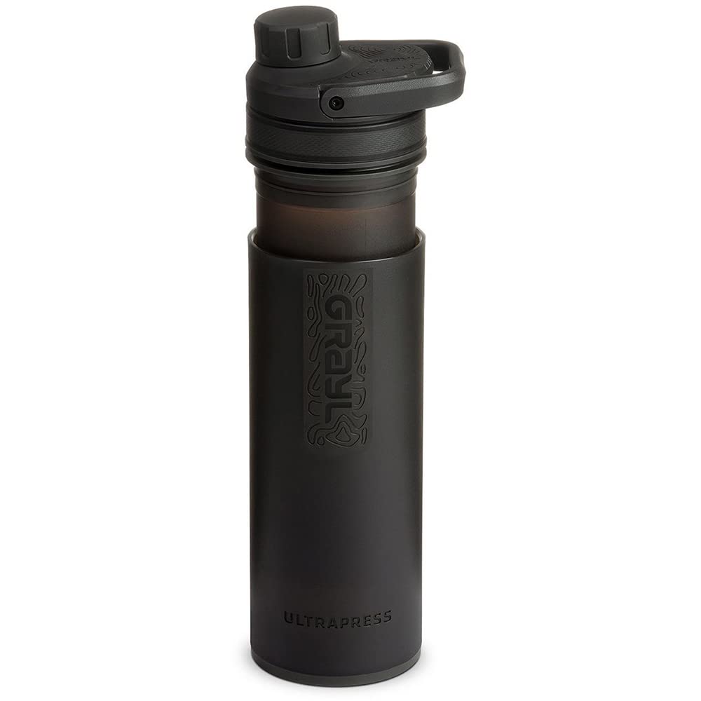 Grayl UltraPress Outdoor- & Reisewasserfilter | für 150L Wasser | Filterkartusche wechselbar | Covert Black mit 2 Ersatzfilter