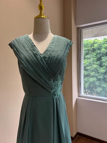 Chiffon Mother of The Bride Dresses Tea Length Lace Appliques A Line Formal Dress MAOF0303