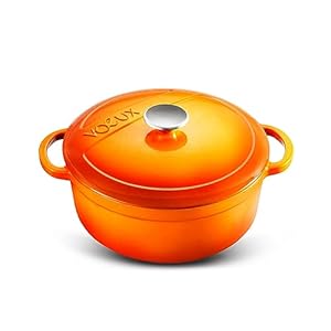 Voeux Kitchenware- Enameled Cast Iron Dutch Oven Casserole with lid (5.8 Qt, Amusant)