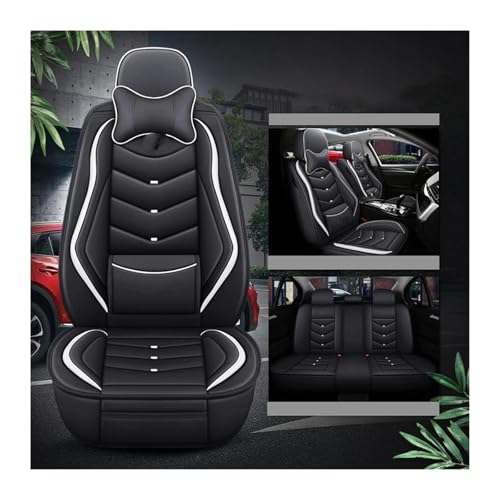 Housses de siège voiture en cuir pour Toyota Hilux | Kit complet élégant noir et blanc