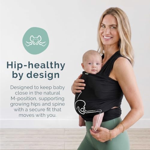 Image of Boba Baby Wrap Carrier Black Mesh | Lightweight Baby Sling Carrier for Newborn (7-35 lbs), Summer Baby Wrap for Active Parents