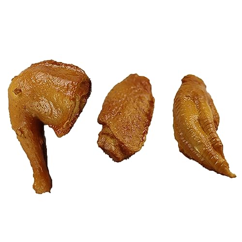 CIYODO 3Pcs Food Model Realistic Educational with Drumstick Chicken Feet Wing Middle Joint for Kitchen Display Photography Prop Food Teaching Tools