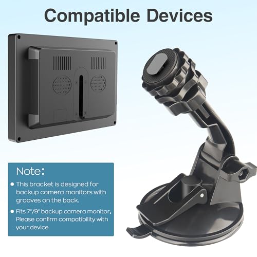 Gonifeto Backup Camera Monitor Mount,(7/9in)Large Rear View Camera Screen Mounting Bracket,Rv Windshield Suction Cup Holder for Back Up Camera Display Monitor,Car Rearview Reverse Cam Window Mount Kit
