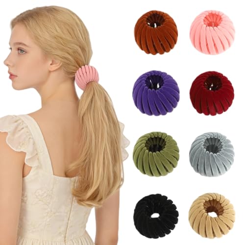 8 Pcs Birds Nest Hair Clip Expandable Bun Maker Retro Fashion Ponytail Holder for Women Multiple Colors Hair Accessories with Strong Hold for Workout Office & Daily Outfit