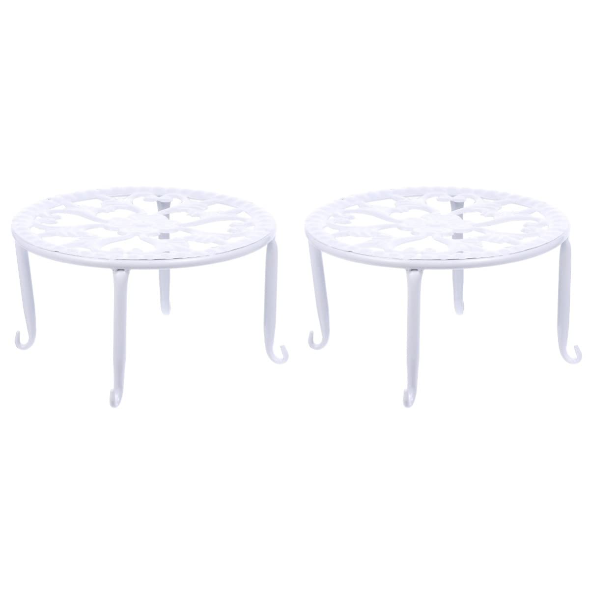 2 pcs Iron Planter Plant Balcony Containers with Gardens Stands- Stand Heavy Base White Floral Pots Living Rack Supports Xxcm Metal Potted Flower Brackets Room Decorative Stands