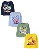 The Children's Place Baby-Boys And Toddler Boys Long Sleeve Graphic T-shirt 4-pack Dino Truck/Firetruck/Digger/Dinos 4T