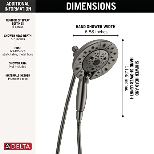Image of Delta FAUCET 58480-KS-PR25-PK Universal Showering Components Combo, Lumicoat Black Stainless, 2.5 GPM Water Flow