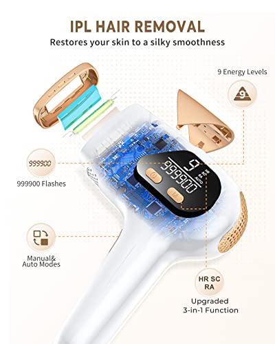 Laser Hair Removal, Ipl Hair Removal For Women And Men, Amotaos 3-In-1 At-Home Permanent Hair Removal Device 9 Levels Upgraded 999900 Flashes Hair Remover For Face Armpits Arms Bikini Line Legs #TOP1