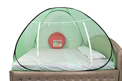 Image of Homecute Polyester Pop Up | Foldable Double Bed | Mosquito Net for King Size and Queen Size Bed (Black+Green, Double Bed (Queen Size))