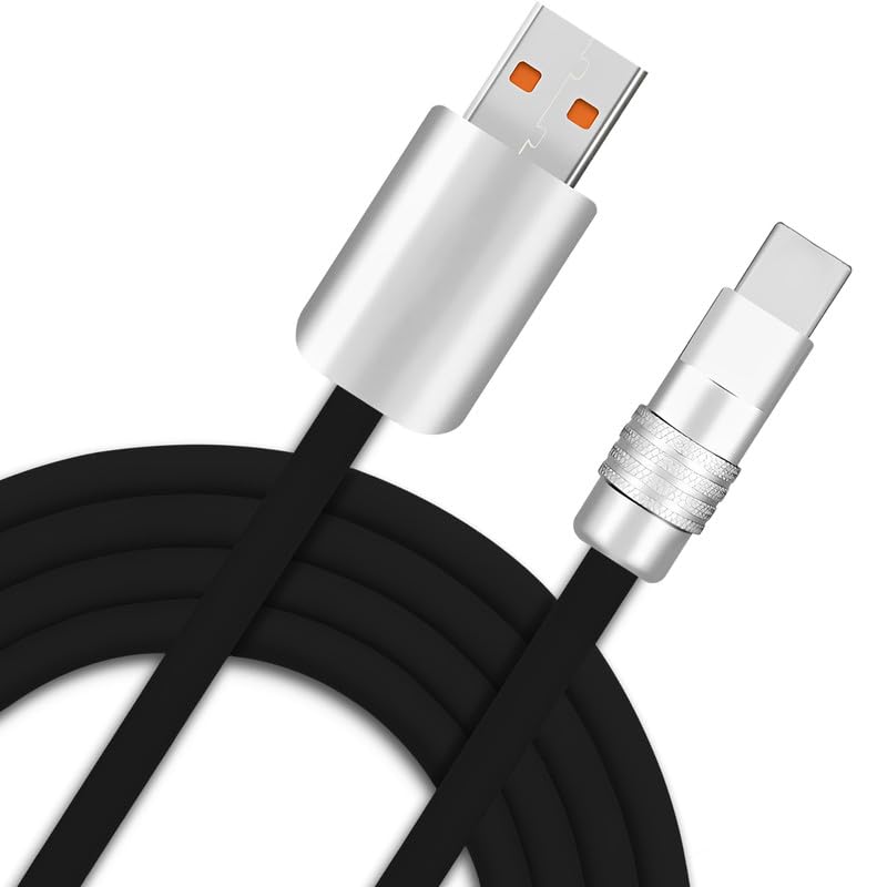 Chubby 2.0 Durable Fast Charging Cable USB Type-C Cables Ultra-Thick Silicone Cord USB-C to USB A Cable for Cell Phones, Android Devices and More, Black, USB-A to Type-C, 3.3 FT