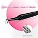 TDANCE Lash Tweezers for Eyelash Extensions, Diamond Grip 90 Degree Fiber Tip Lash Tweezers for Volume Lashes Make Fans, Stainless Steel Lash Extension Tweezers(Black-05)