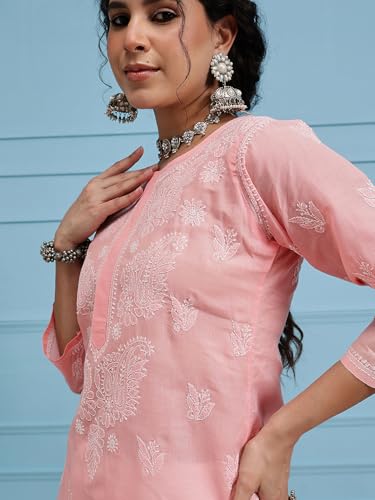 Image of Ada Hand Embroidered Lucknowi Chikankari Cotton Kurta for Women A133488