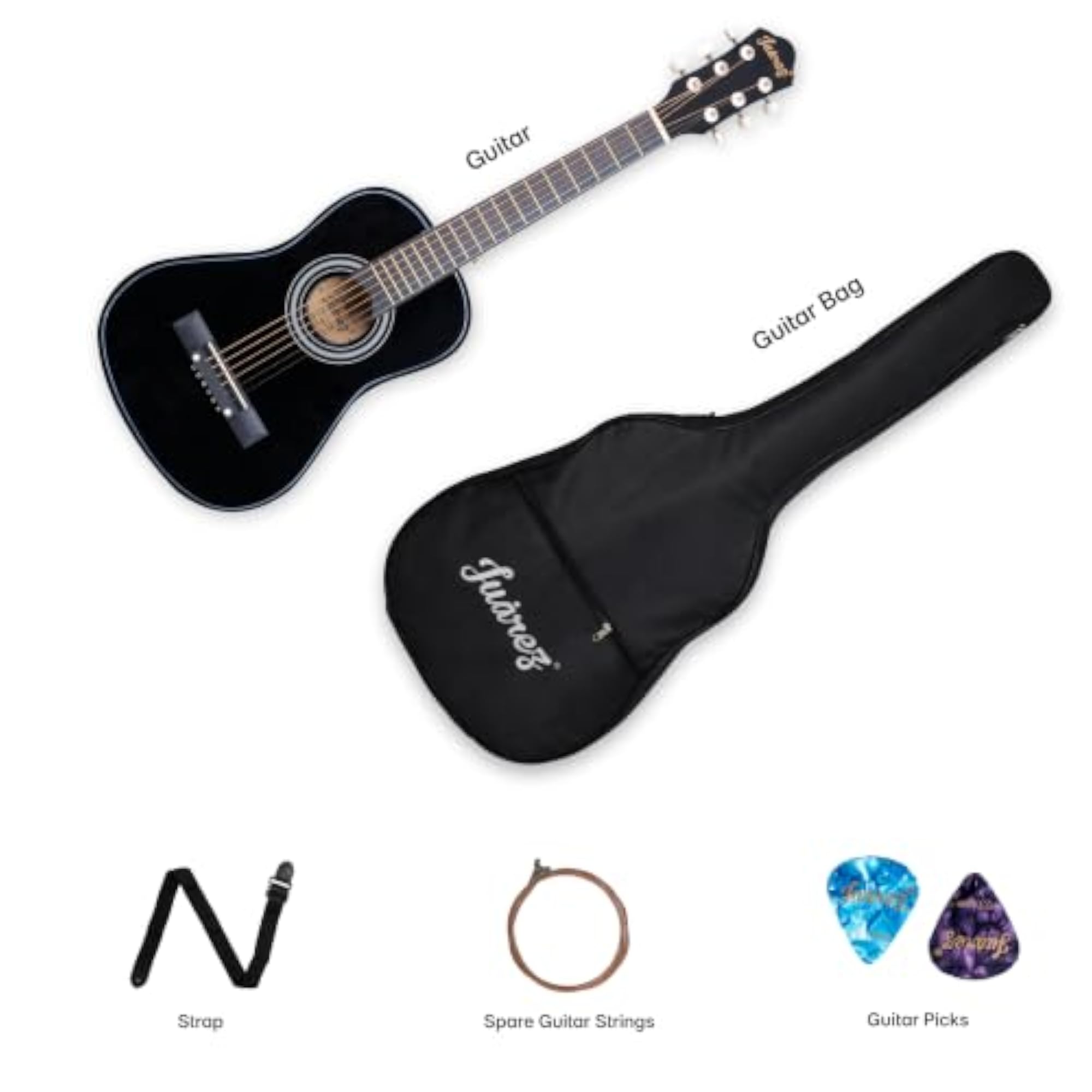 JRZ30C-BK-KIT 30 Inch Acoustic Guitar Kit, Beginner