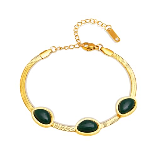 Image of Rubans Demi Fine Stainless Steel Bracelet Emerald CZ Gift for Women & Girls