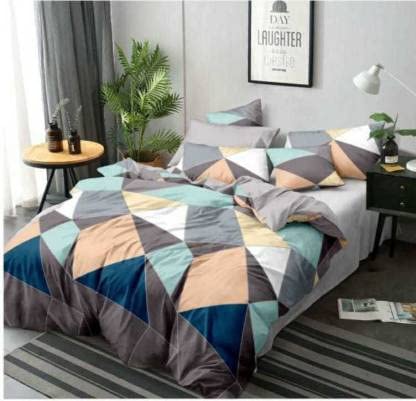 TIB 130 GSM Cotton Feel Polycotton Quilt Cover Blanket Cover Razai Duvet Cover for Double Size Duvets with Zip, 90"x 100", Chips