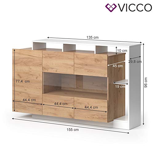 Vicco Woonwand Linnea, aanbouwwand, sideboard, lowboard, wandplank, woonkamer, kast (Sideboard) - Image 4