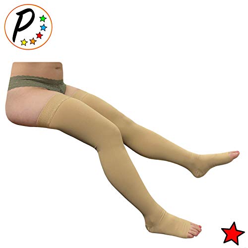 Medias de compresión firmes para muslo 20-30 mmHg beige S/M miniatura 2