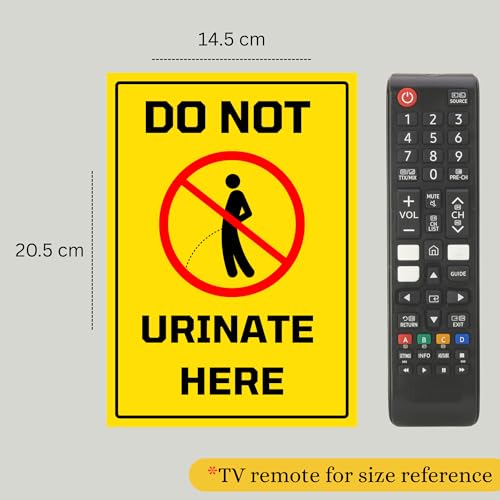 Image of Do Not Urinate Here Sign Sticker Board 20.5 x 14.5 CM | Self Adhesive with Pre-Drilled Holes | Waterproof Finish | Pack of 2 Warning Sign Boards (Do Not Urinate Here, Medium -20.5 x 14.5 CM)