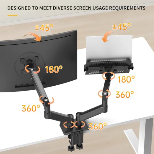 Image of Height Adjustable Monitor Stand with Laptop Notebook Stand Monitor Mount for 13'-27'' Screen | Tilt Swivel