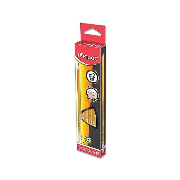 Maped - Essentials Yellow Triangular Graphite #2 Pencils - 12-Pack - Presharpened