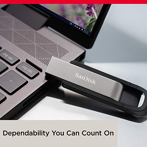 SANDISK Extreme Go USB 3.2 Flash Drive 64GB (Up to 395 MB/s read speeds, up to 100MB/s write speeds, High speed memory stick, SANDISK Secure Access, RescuePRO Deluxe, durable casing) Silver/Black - Image 5